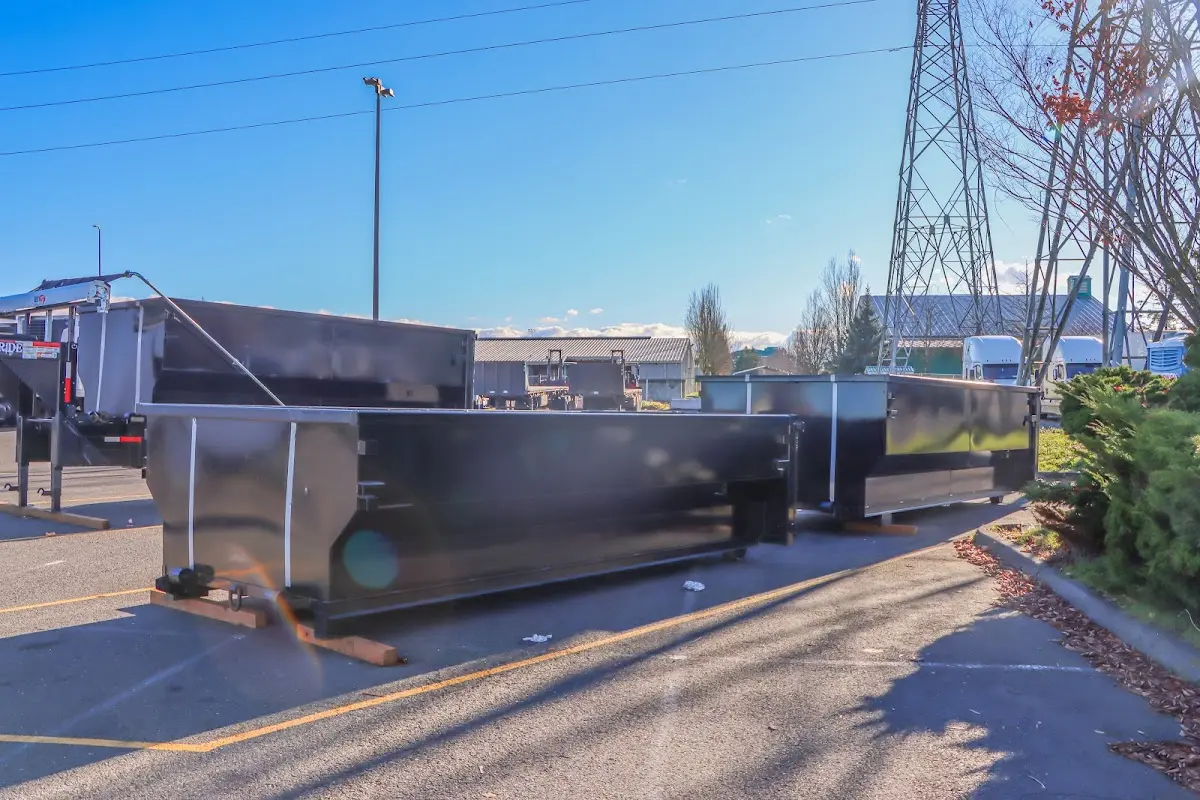 Roll-off dumpster ready for waste disposal at job site for 3 Yard Dumpster Rental in South Park
